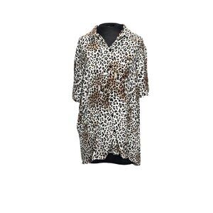 PacSun Womens Leopard Print Button-Up Shirt Blouse M Rayon